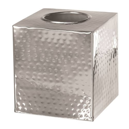 Florentine Hammered Collection Boutique Tissue Box Cover, Stainless Steel